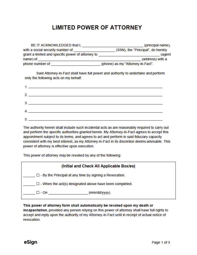 Free Power of Attorney Forms | PDF | Word
