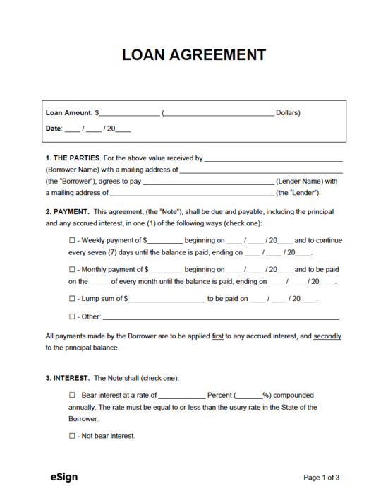 Free Loan Agreement Template | PDF | Word