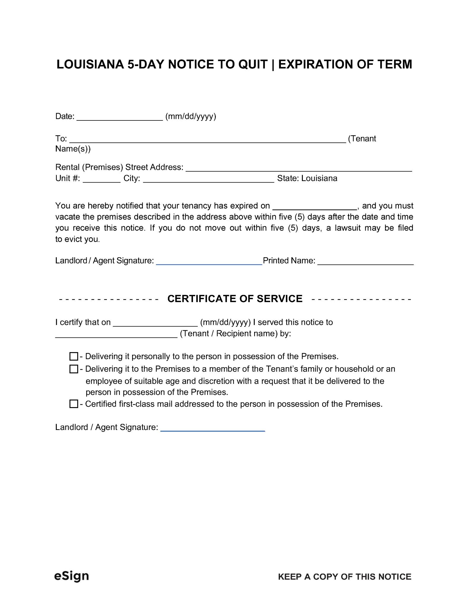 free louisiana eviction notice templates laws pdf word