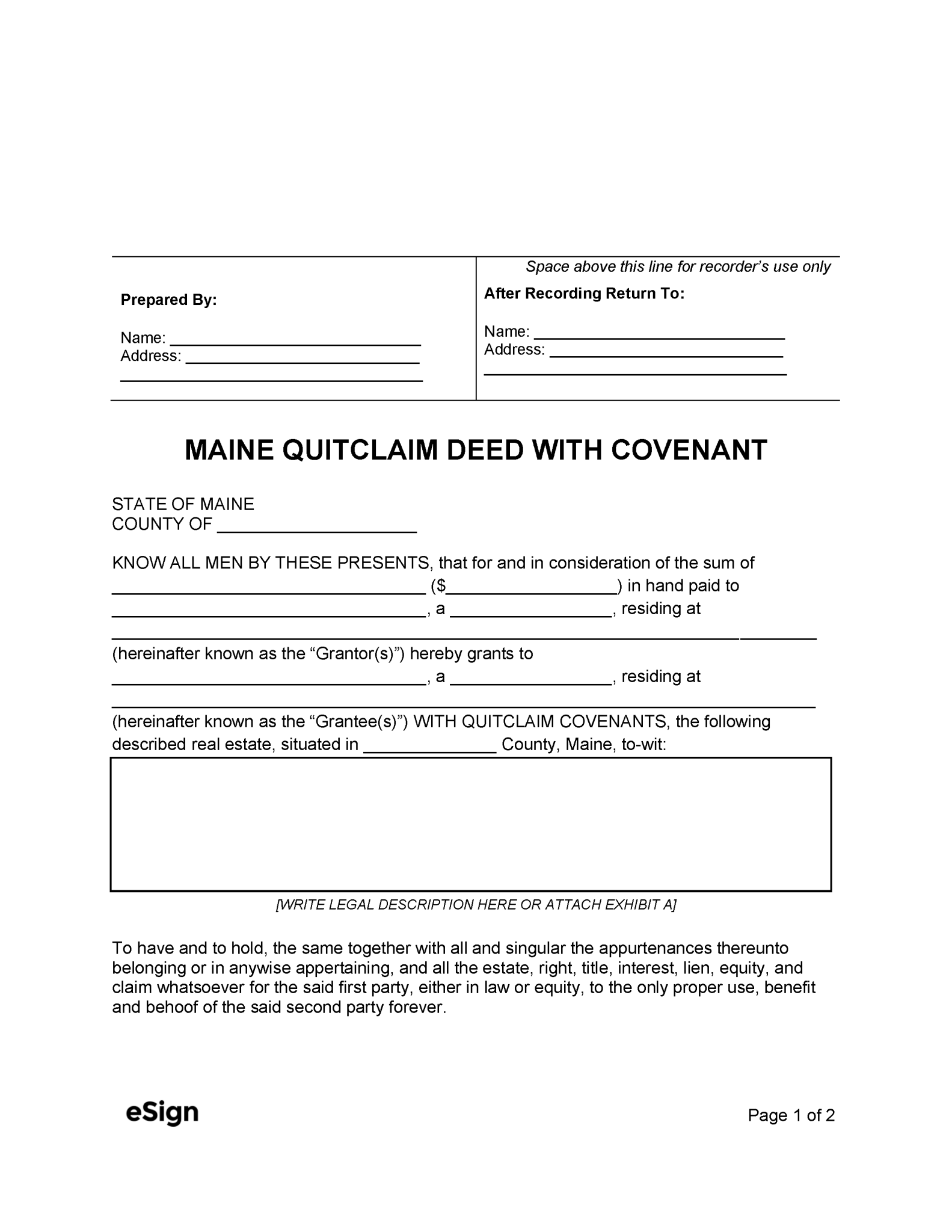 Free Maine Quitclaim Deed without Covenant | PDF | Word