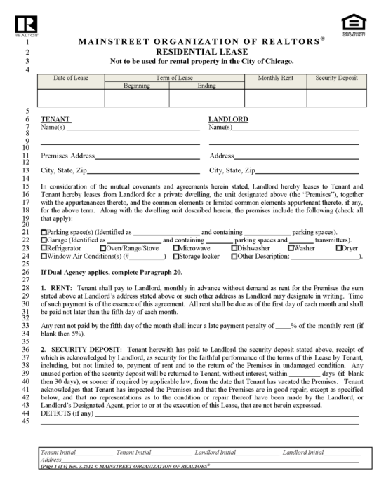 free illinois standard residential lease agreement pdf word