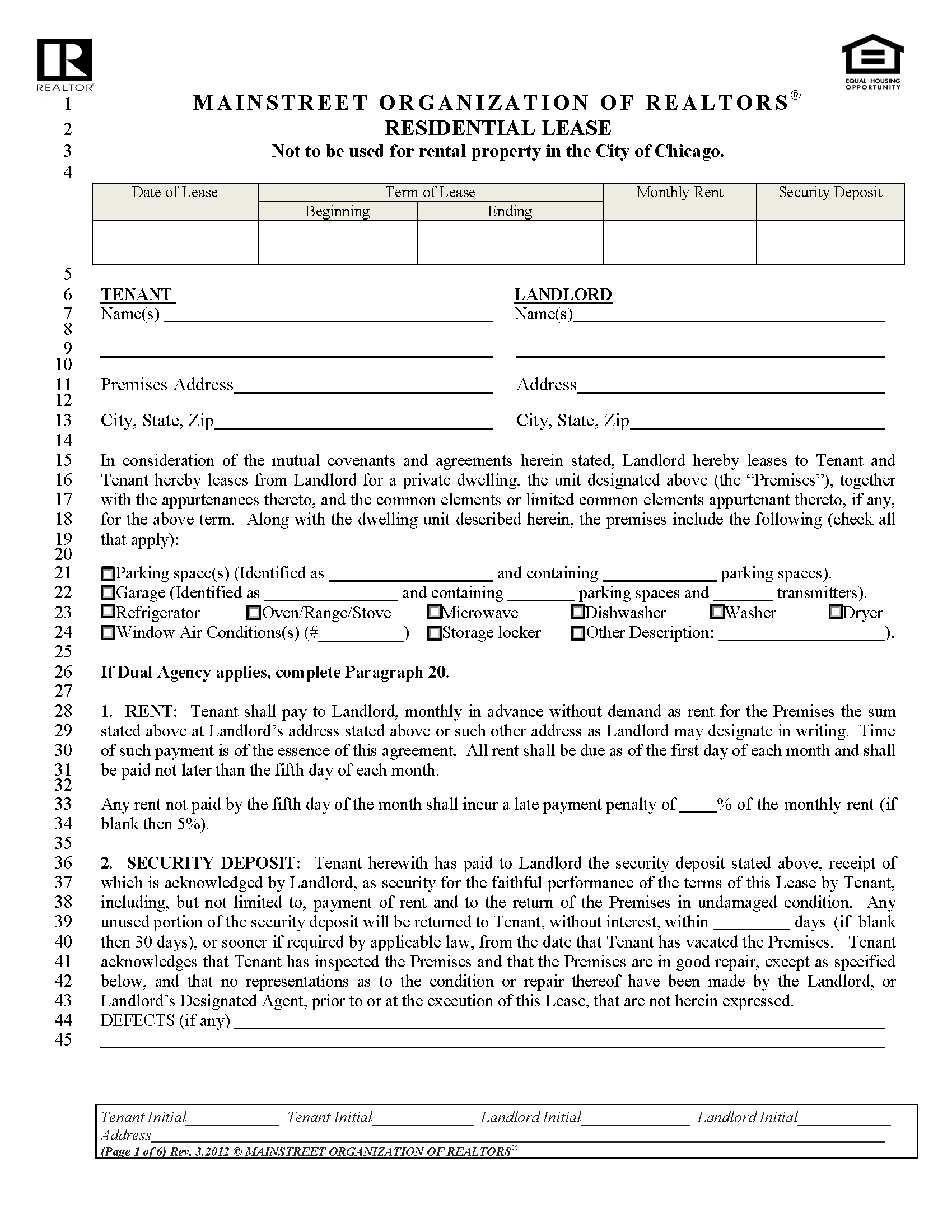 Free Illinois Standard Residential Lease Agreement - PDF | Word