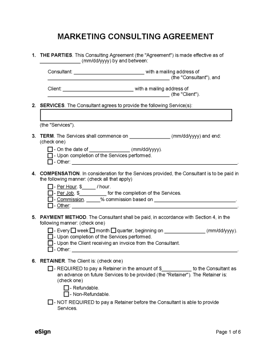 Free Marketing Consulting Agreement Template | PDF | Word