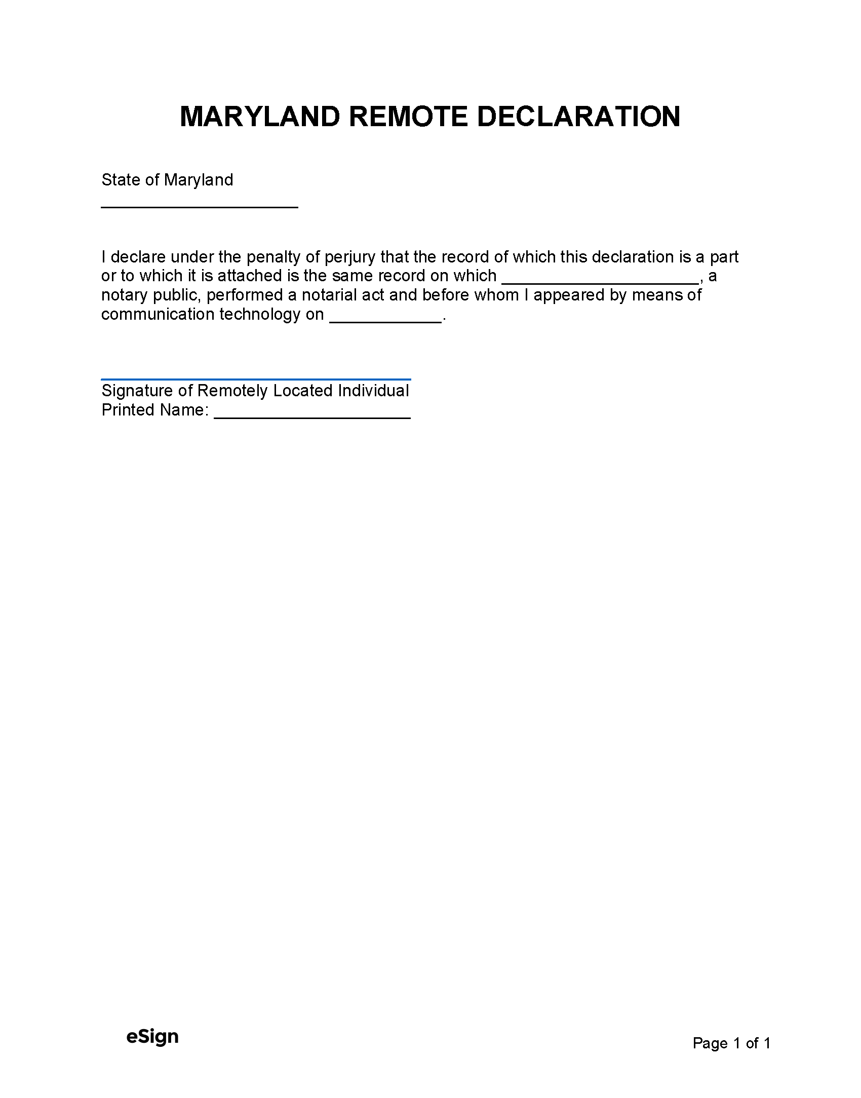 Free maryland notary acknowledgment form pdf word