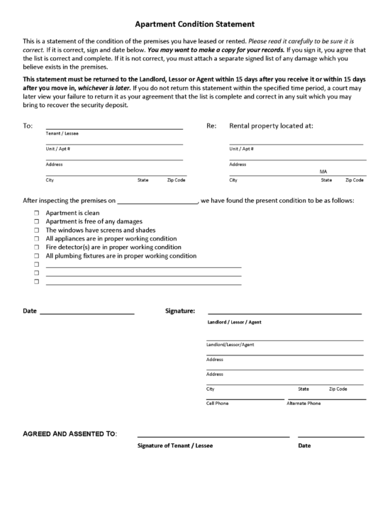 Free Massachusetts Standard Residential Lease Agreement - PDF | Word