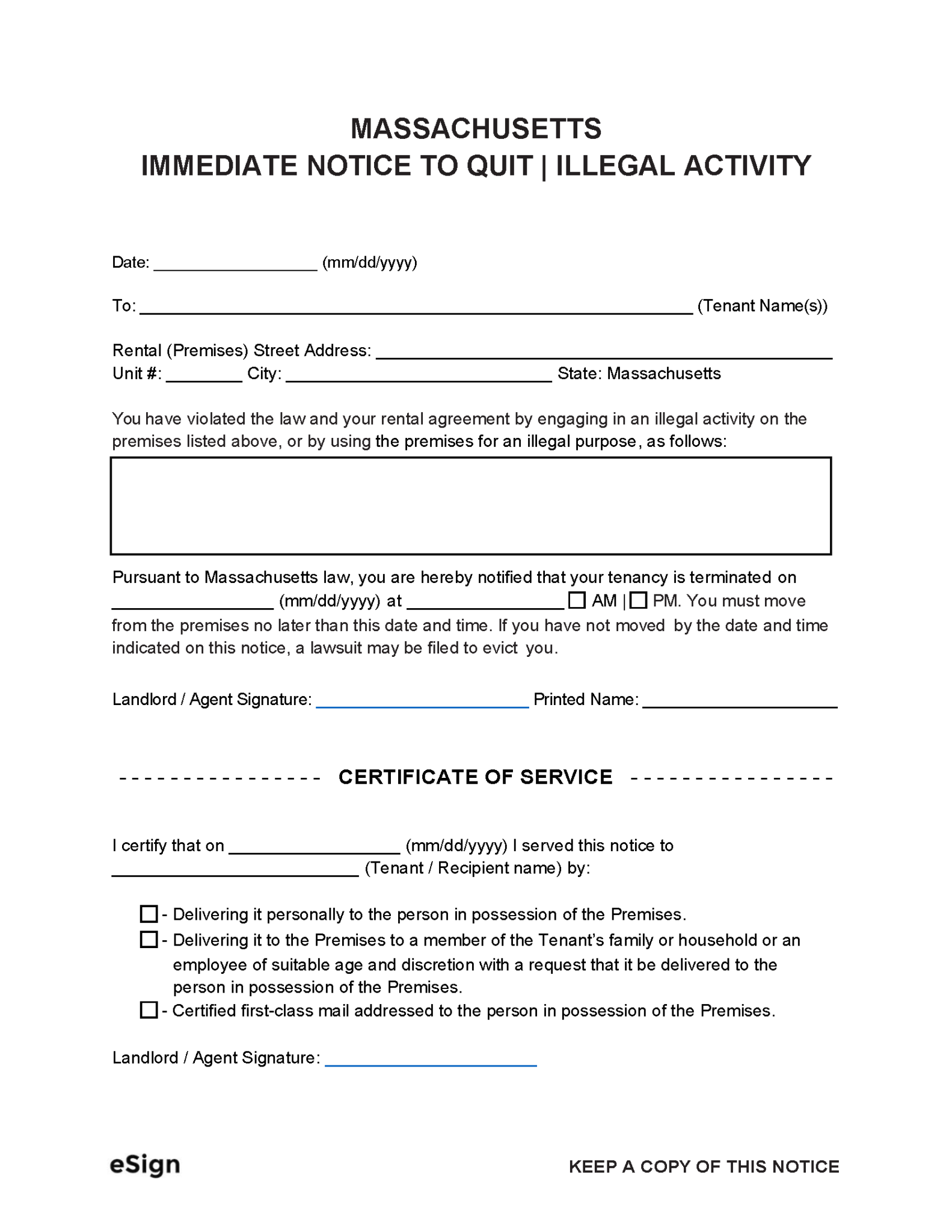 notice to quit ma
