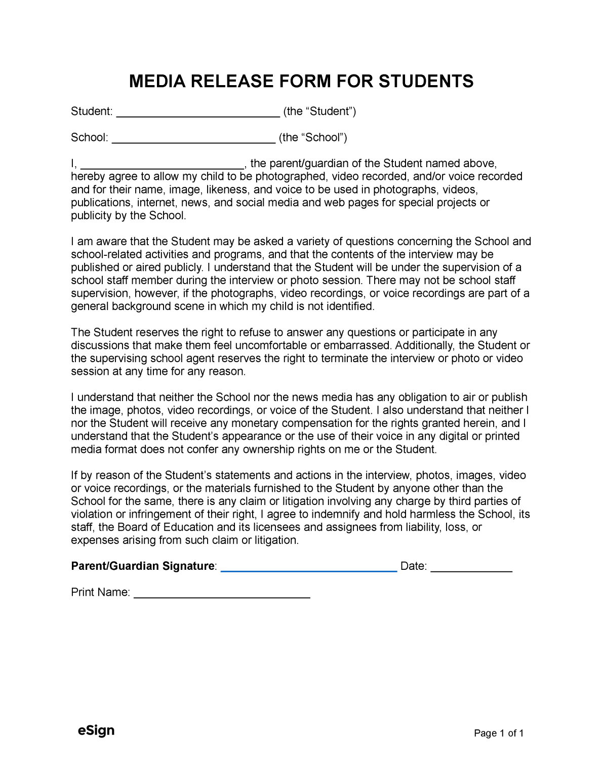 Free FERPA Release Form PDF Word