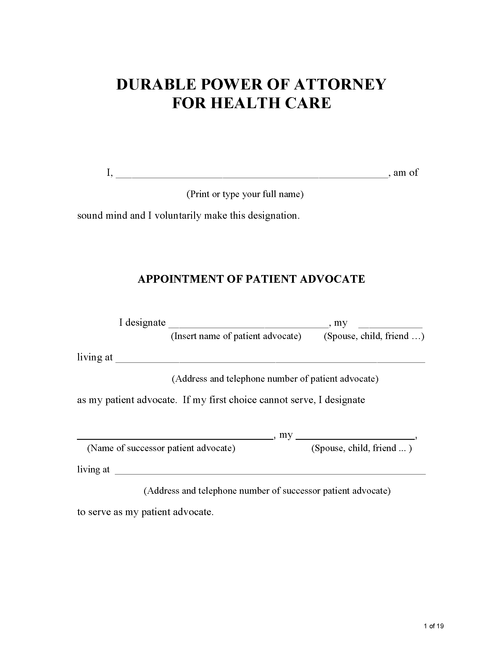 Free Michigan Advance Directive Form PDF