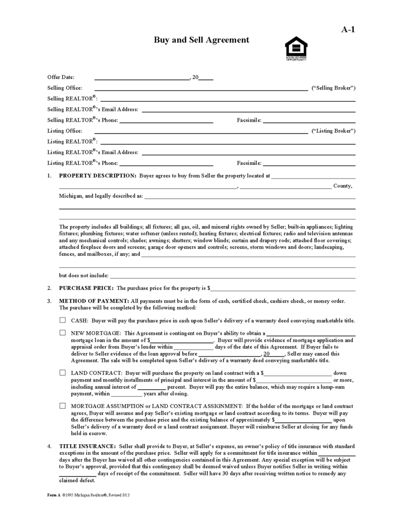 free-michigan-residential-purchase-and-sale-agreement-pdf-word
