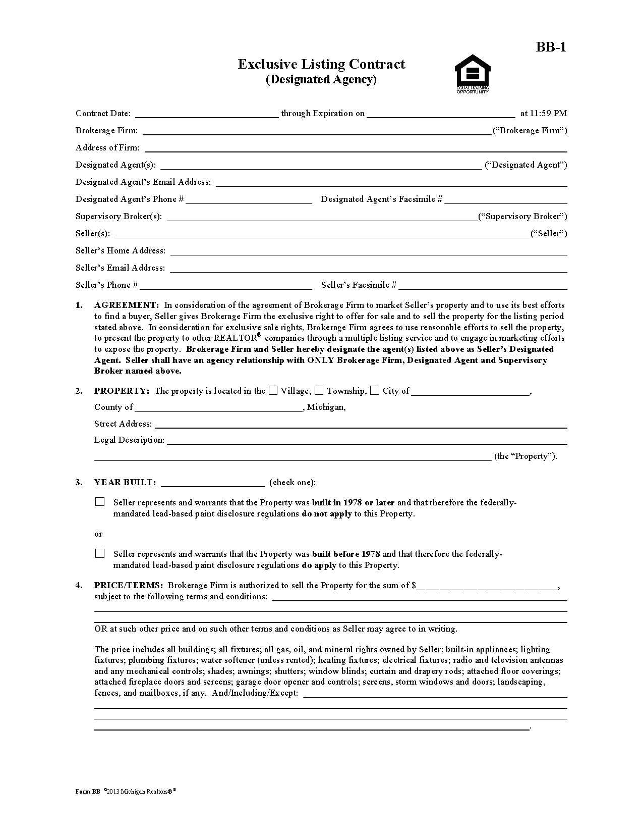 Which Statement Is True Of A Listing Agreement Free Michigan Real Estate Listing Agreement - PDF | Word