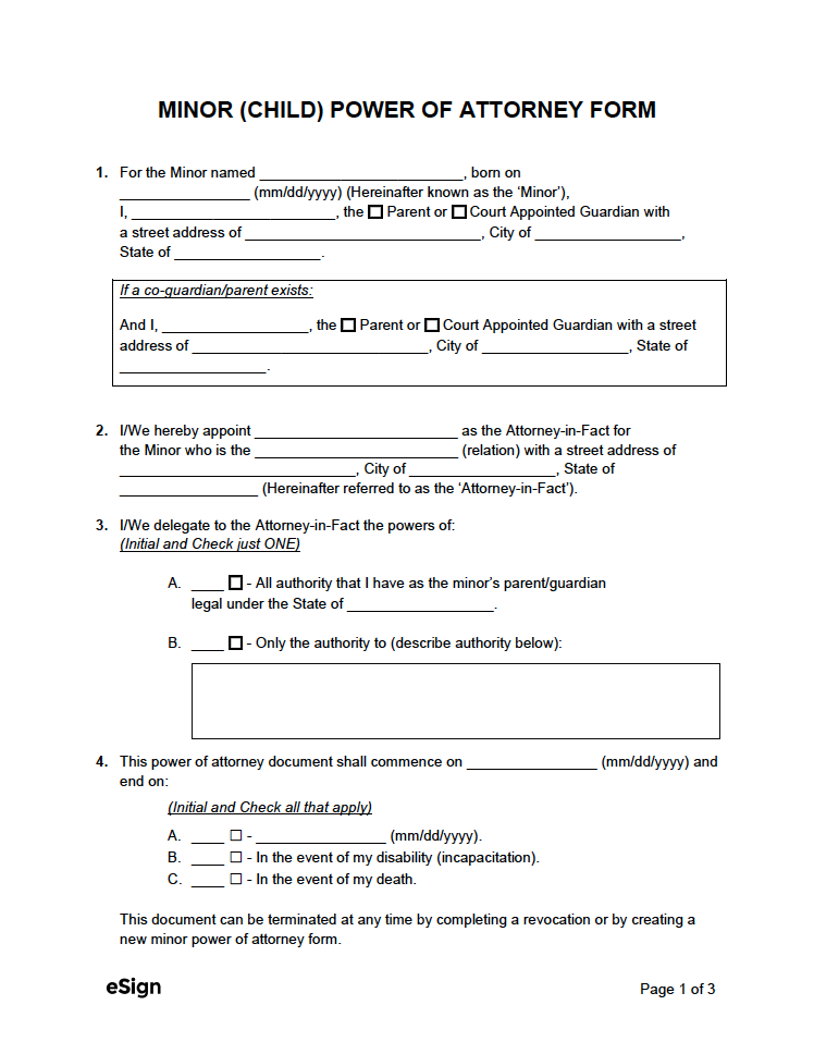 Free Power Of Attorney Forms 11 PDF Word