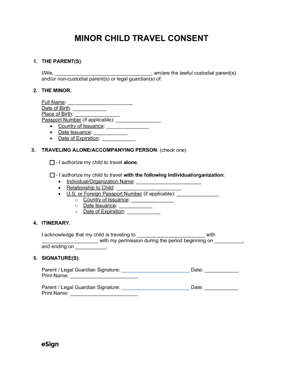 Free Passport Parent Consent Form (DS-3035) | PDF