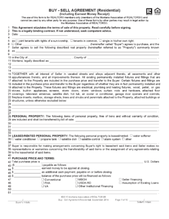 Free Montana Residential Purchase and Sale Agreement - PDF | Word