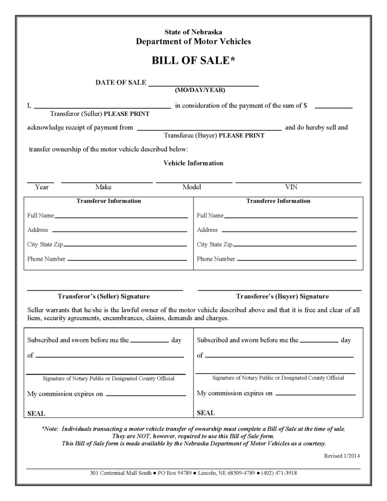 free-nebraska-motor-vehicle-bill-of-sale-form-pdf