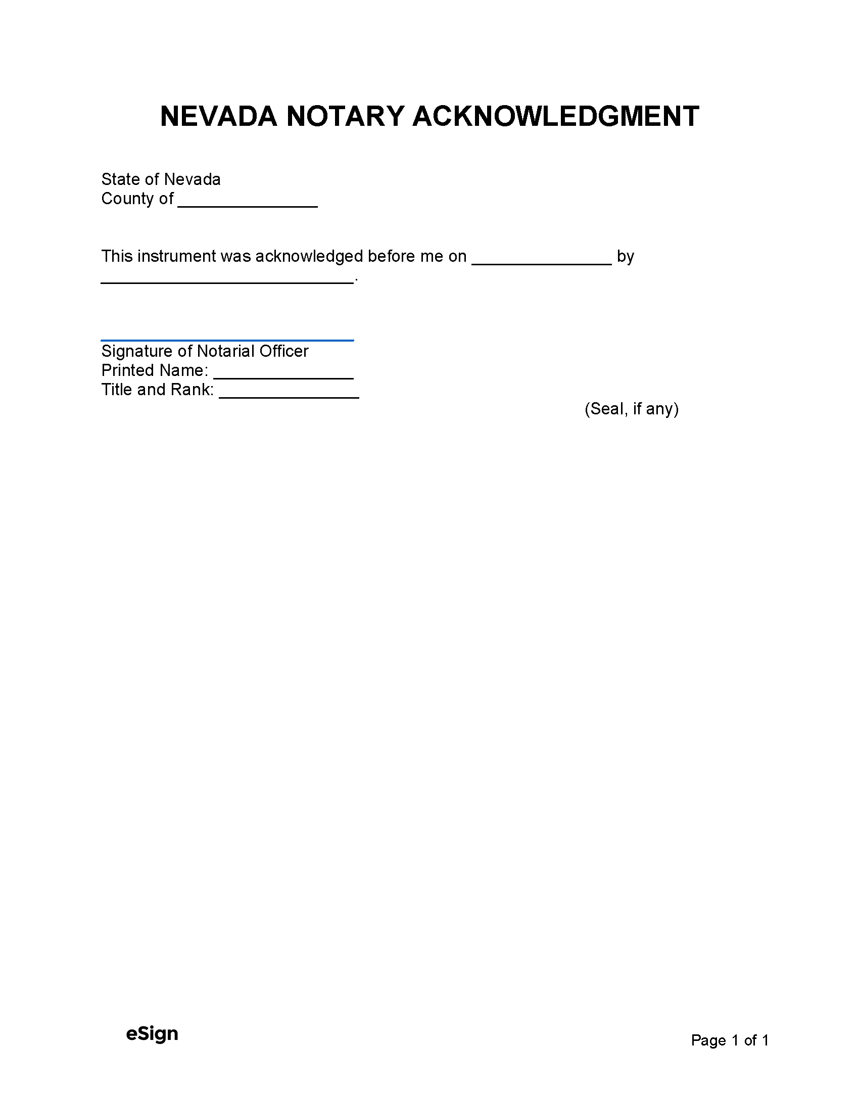 Free Nevada Notary Acknowledgement Form PDF Word, 53% OFF