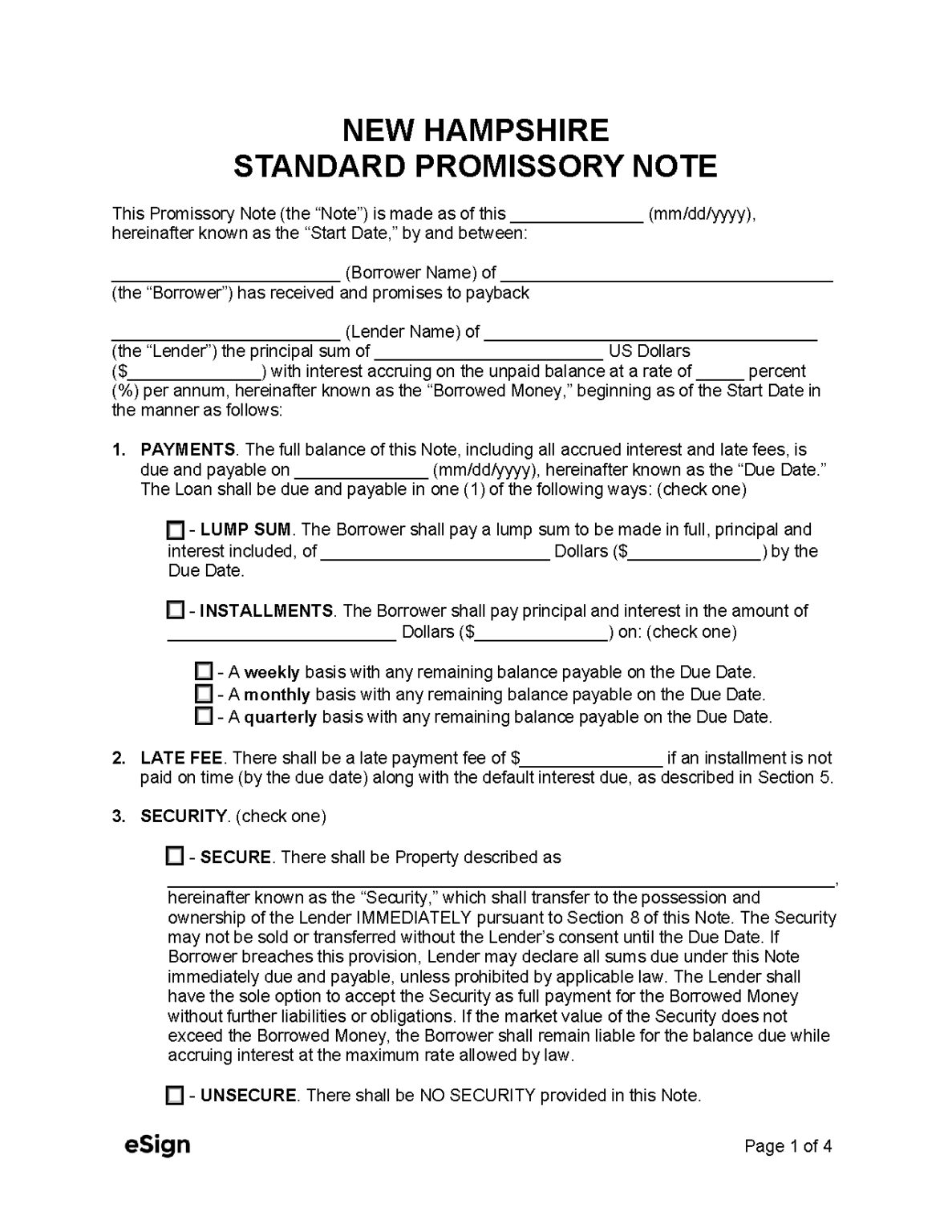 Free New Hampshire Deed of Trust Form PDF Word