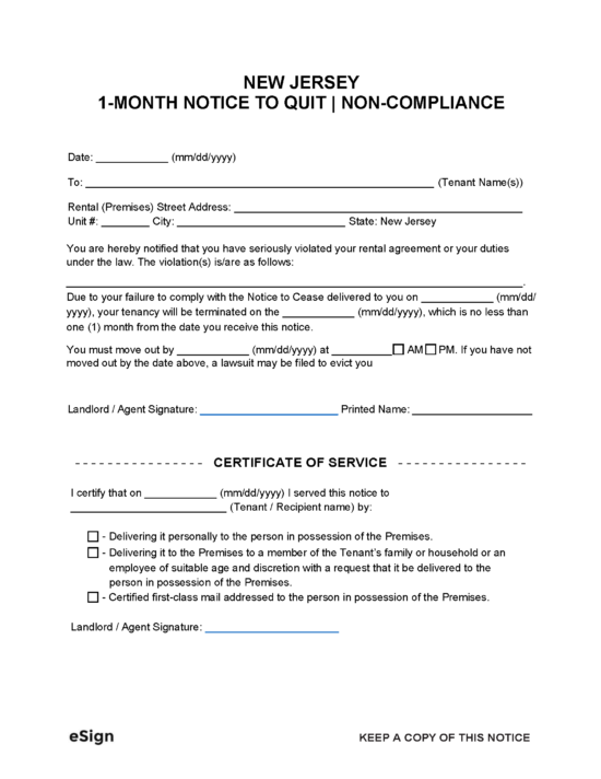 Free New Jersey Eviction Notice Templates (7) PDF Word