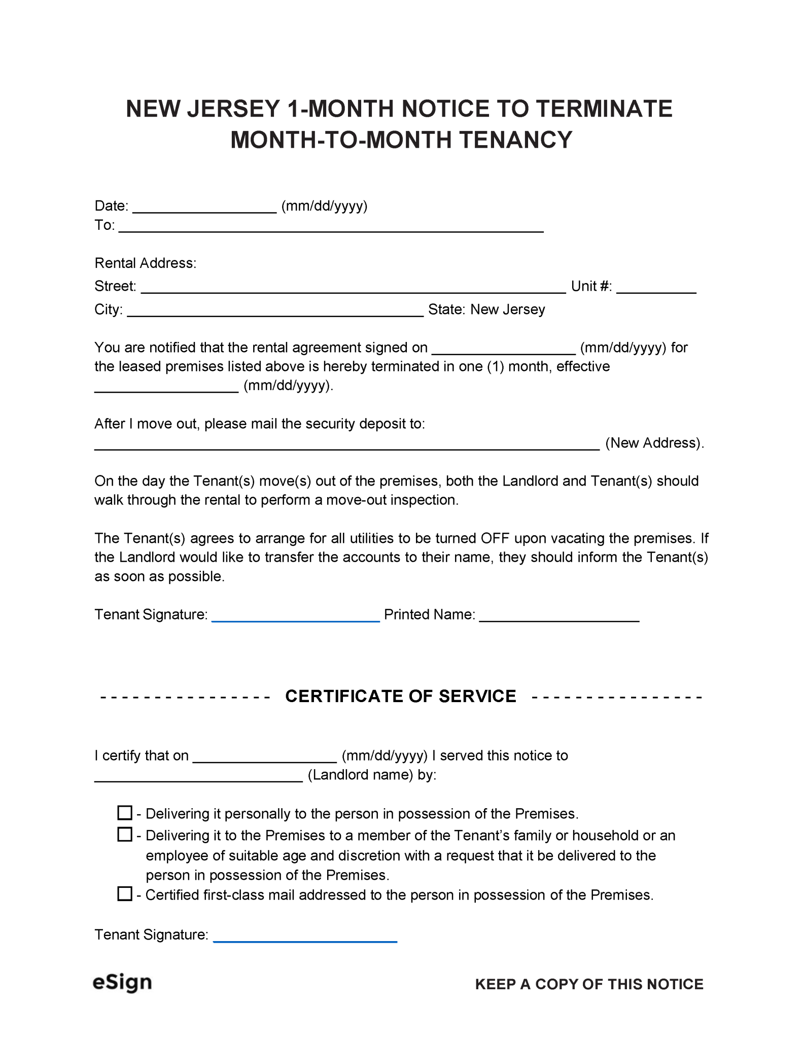 Free New Jersey Eviction Notice Templates (7) | PDF | Word