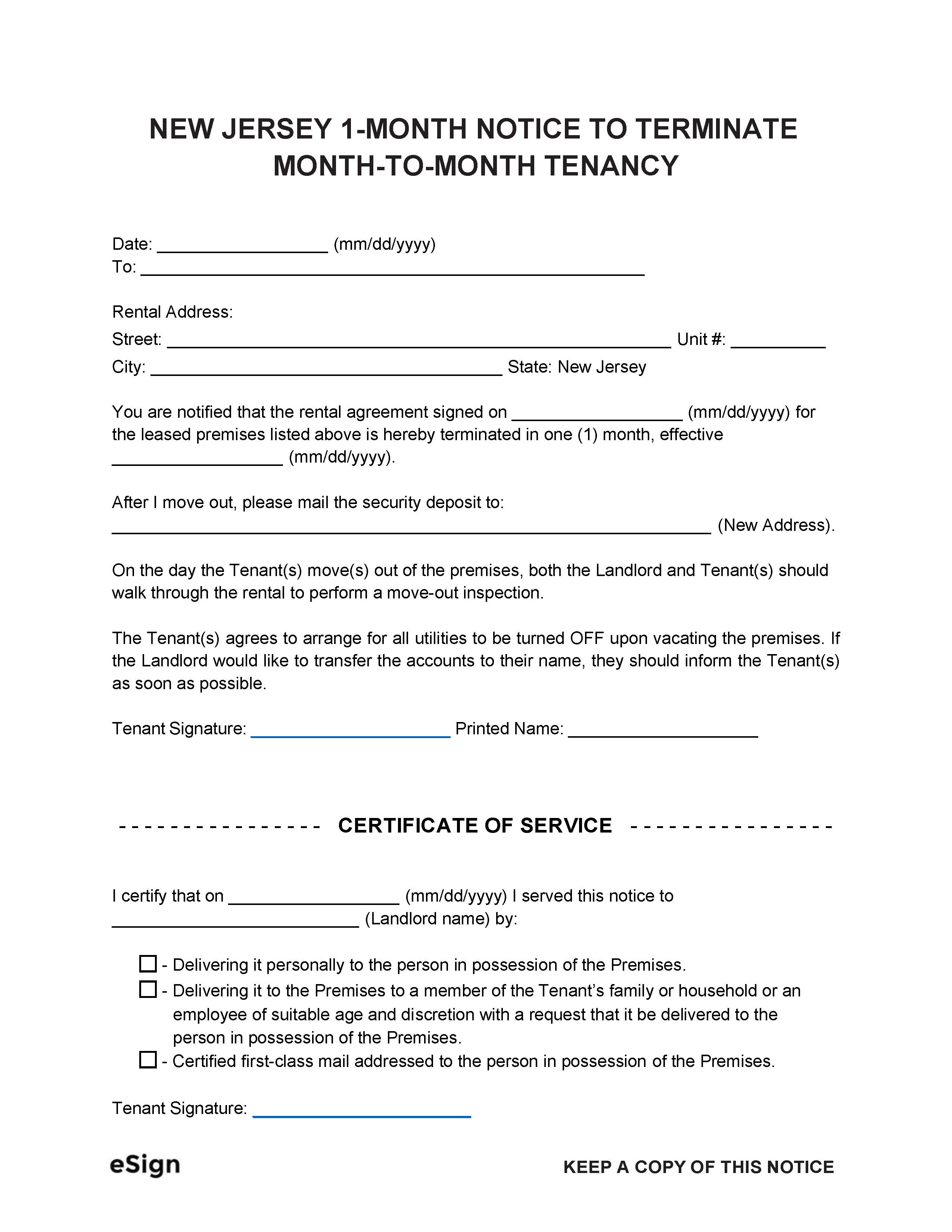 Notice To Quit Nj Template
