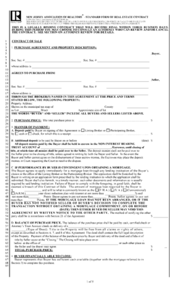 Free New Jersey Residential Purchase and Sale Agreement - PDF | Word