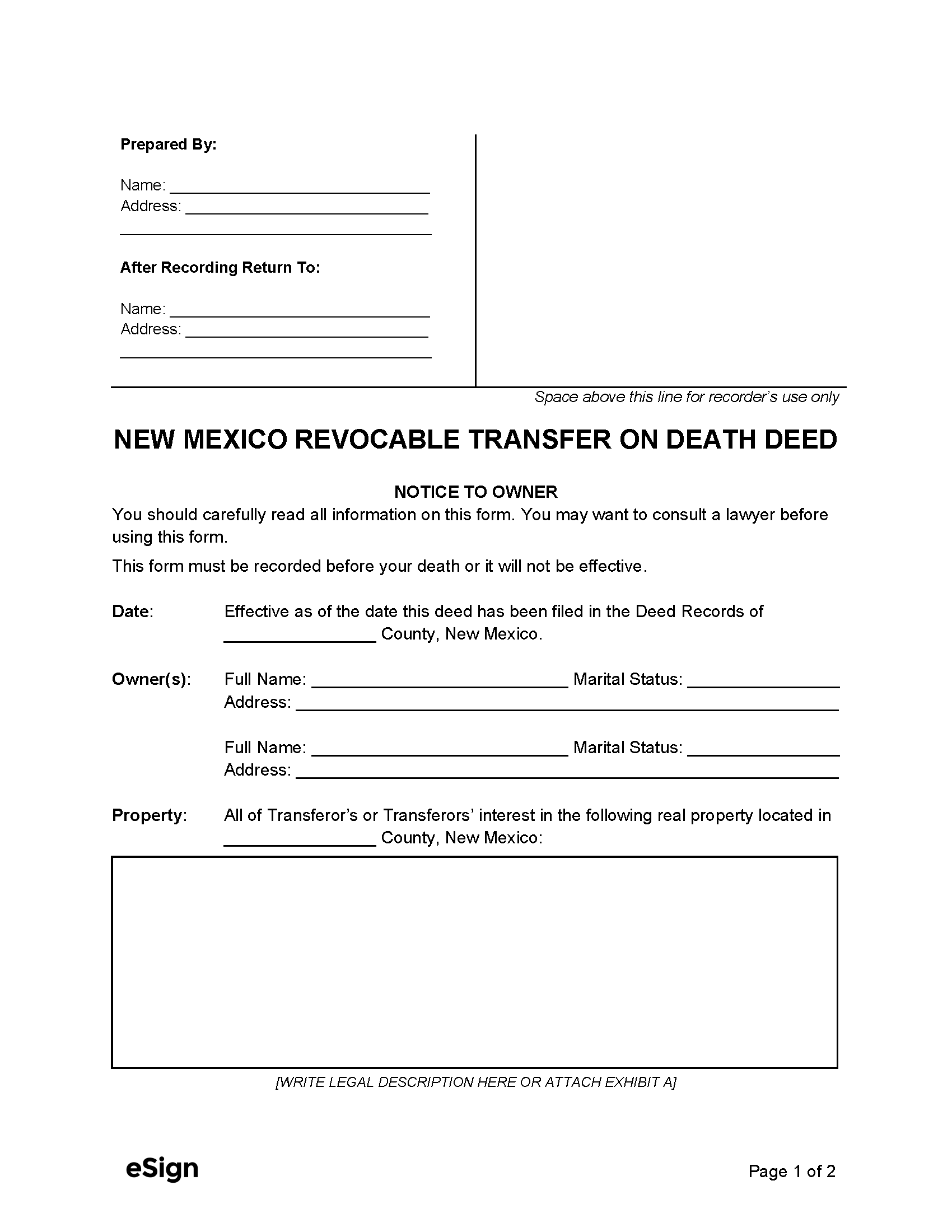 Deed Transfer On Death Deeds TOD In New York Regina