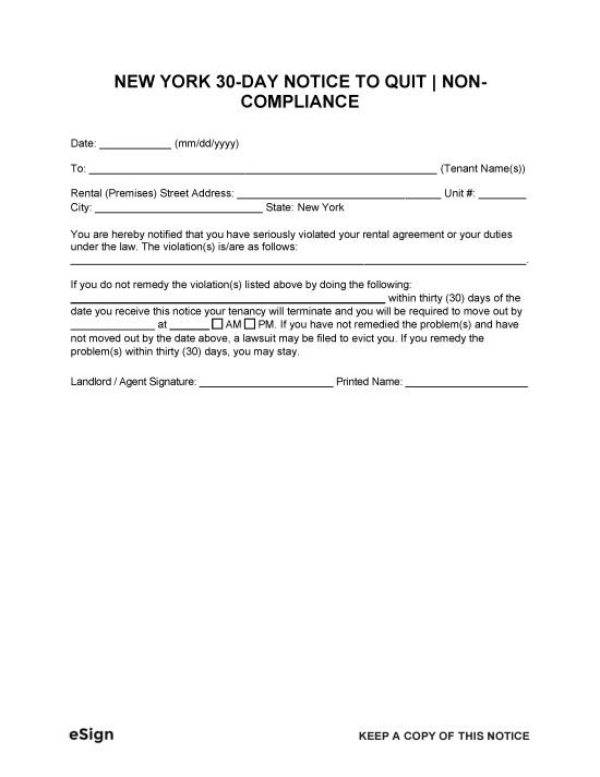 free new york eviction notice templates laws pdf word