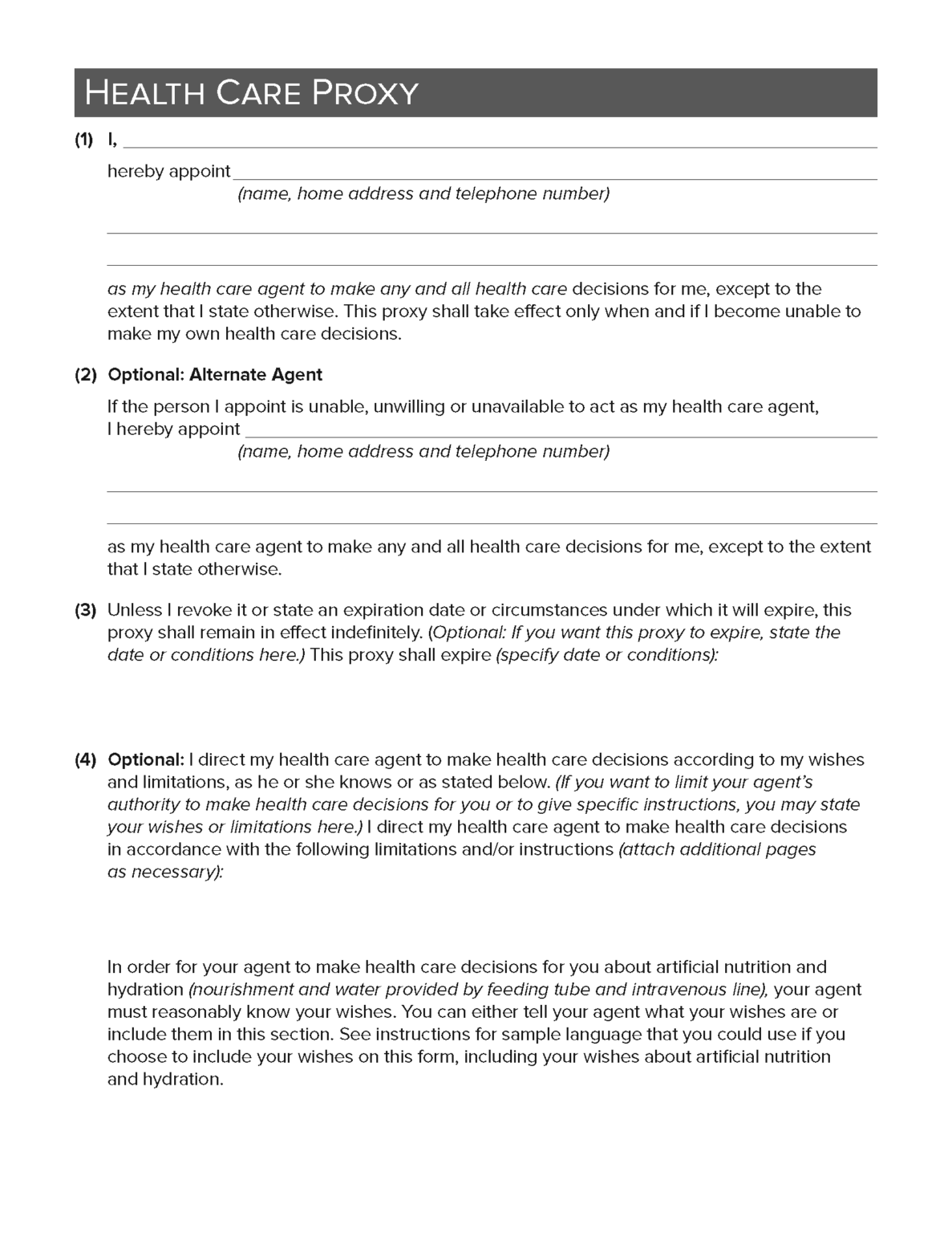 Free New York Advance Directive Form | PDF