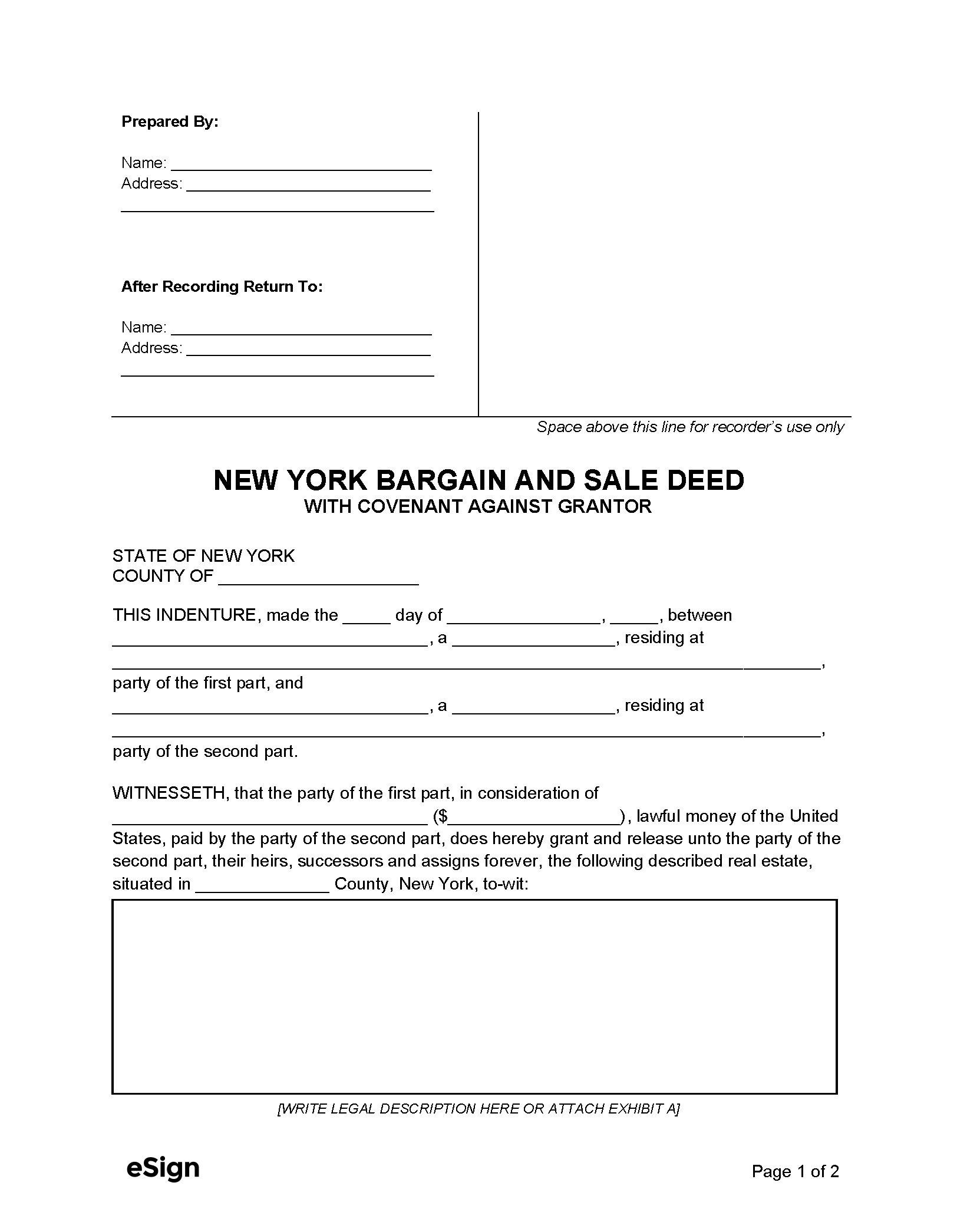 Free New York Deed Forms 6515