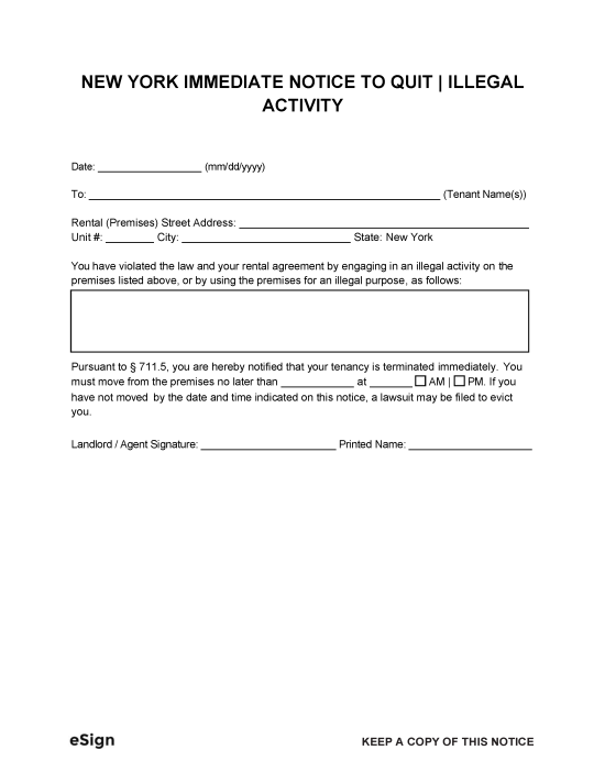 free new york eviction notice templates laws pdf word