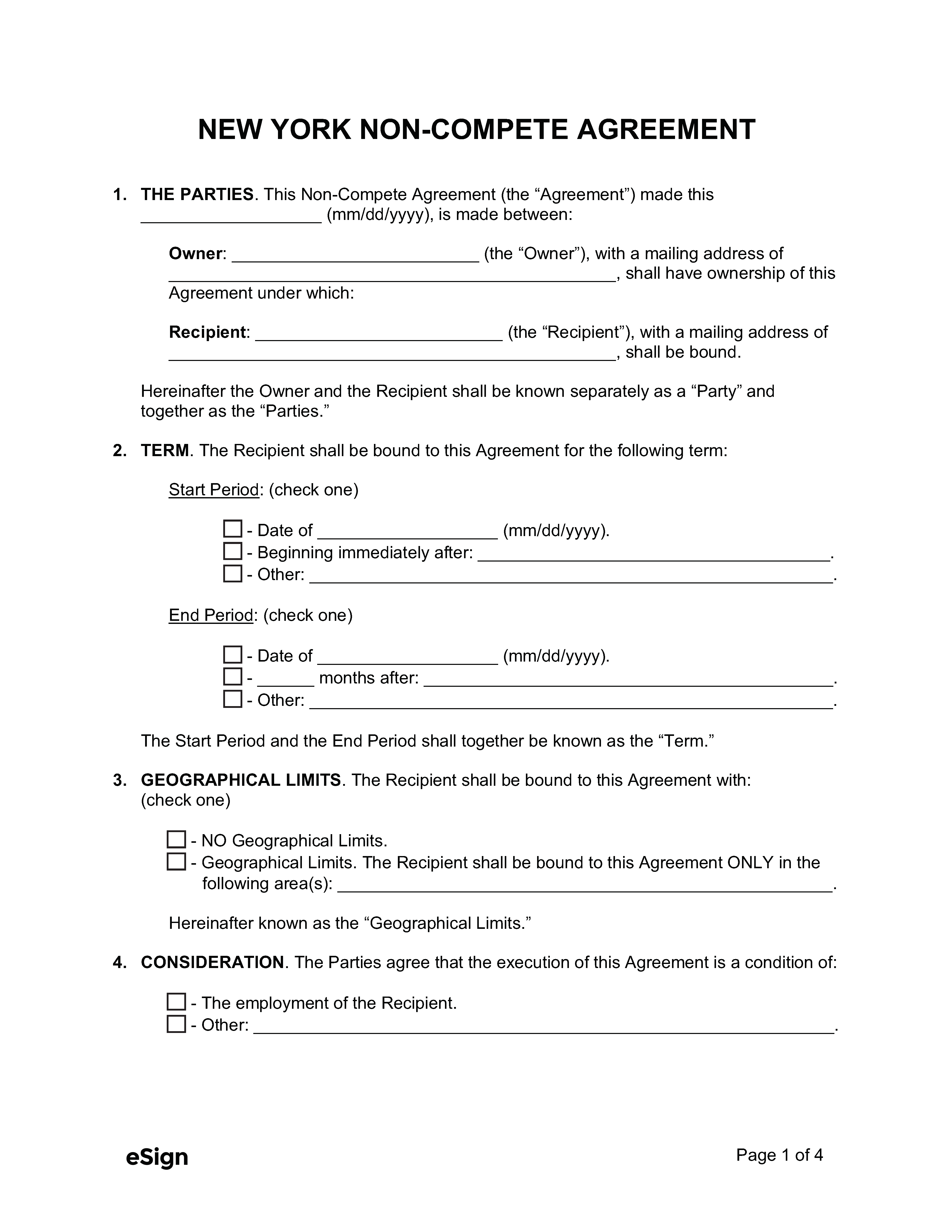 Free New York Agreement Template PDF Word