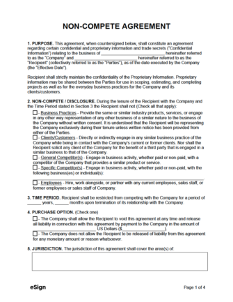 39 Standard Non-Compete Agreement Templates ᐅ TemplateLab