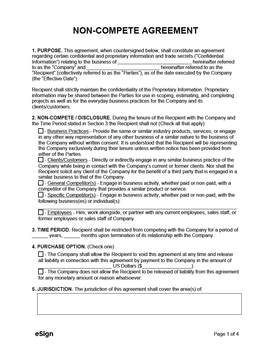 Free Non-Compete Agreement Template | PDF | Word