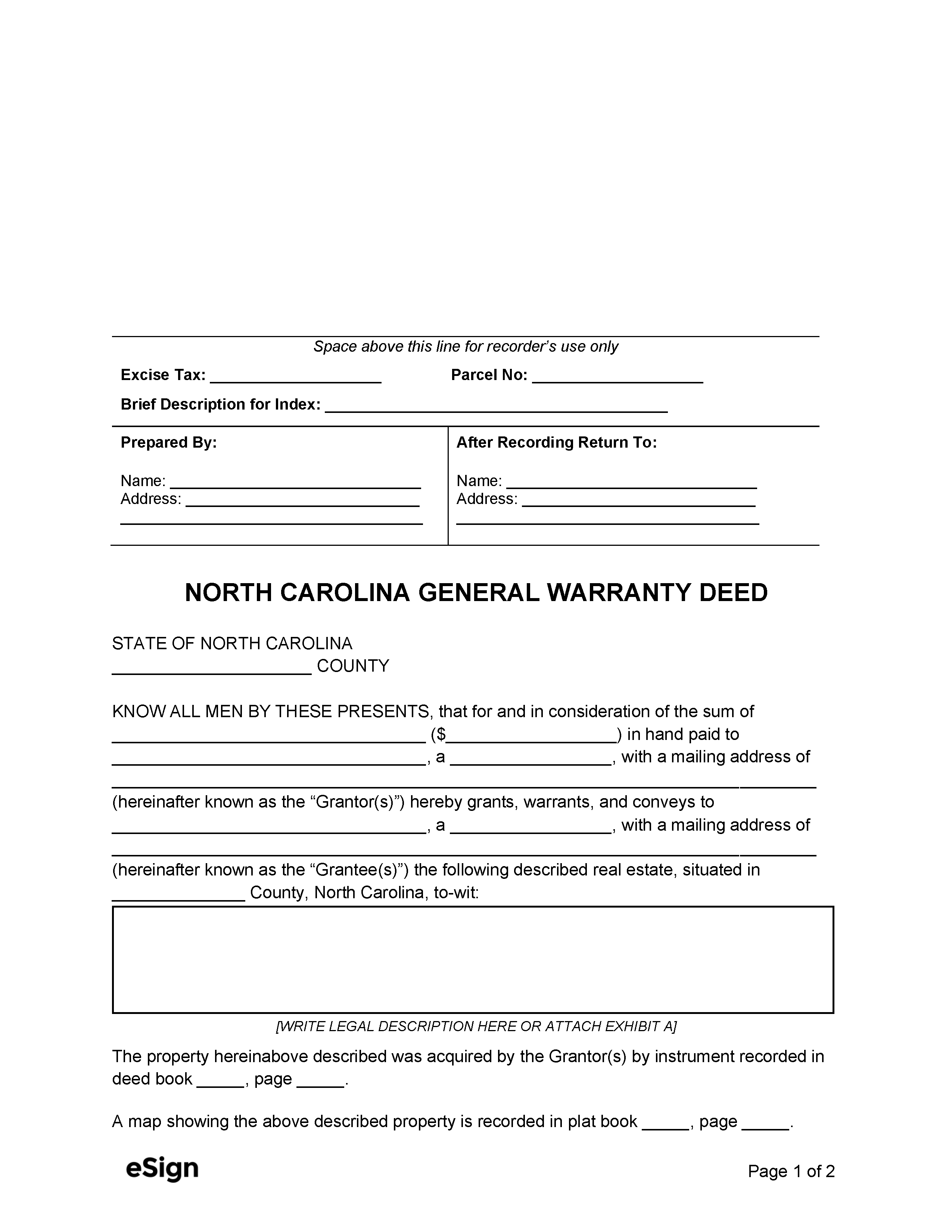 Free General Warranty Deed Form PDF Word – EForms, 47% OFF