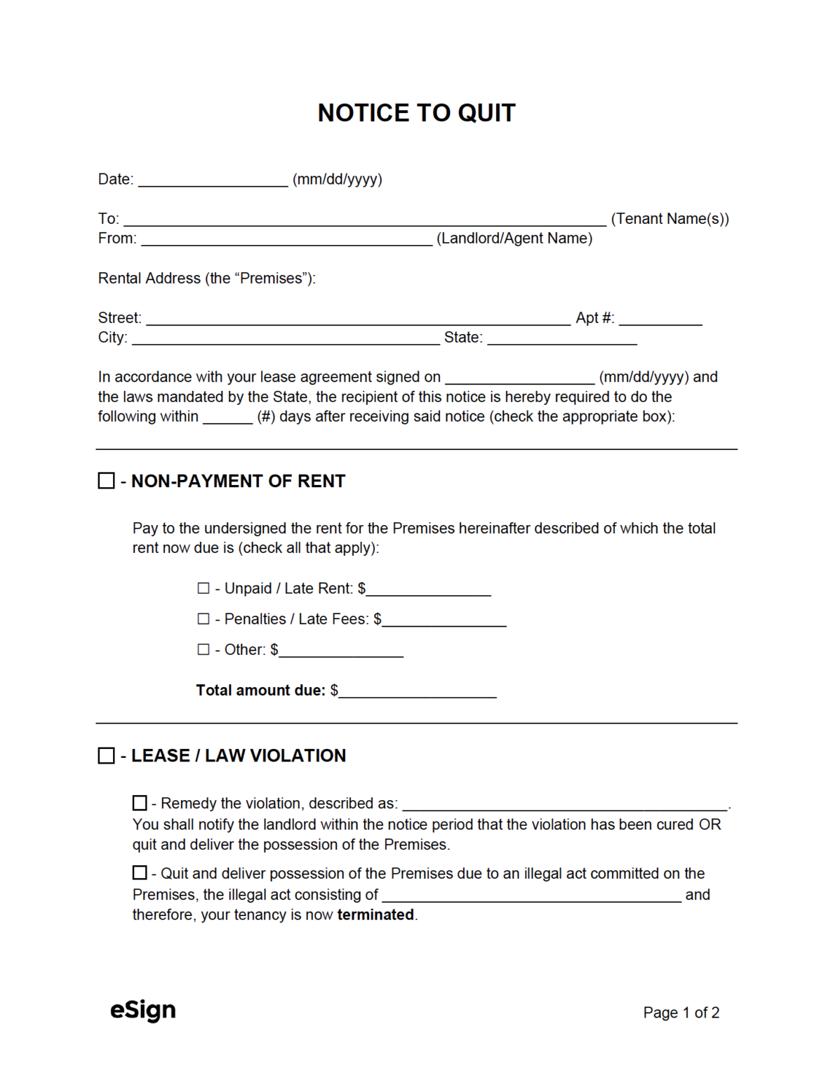 Free Eviction Notice Templates (4 types) | PDF | Word