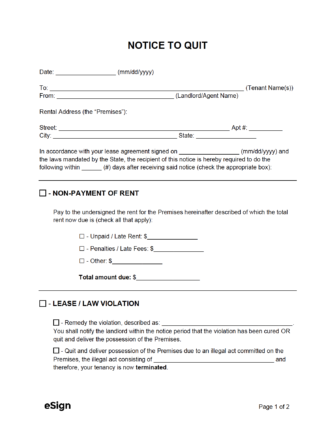 free eviction notice templates 4 types pdf word
