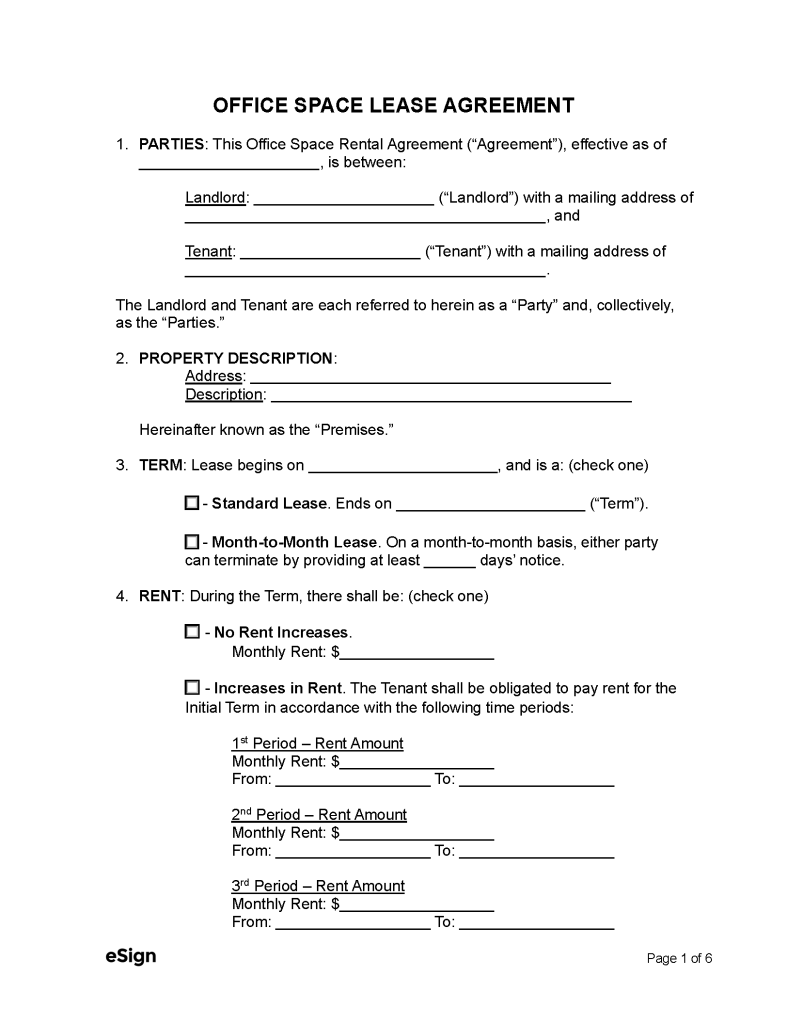 Free Office Lease Agreement Template 