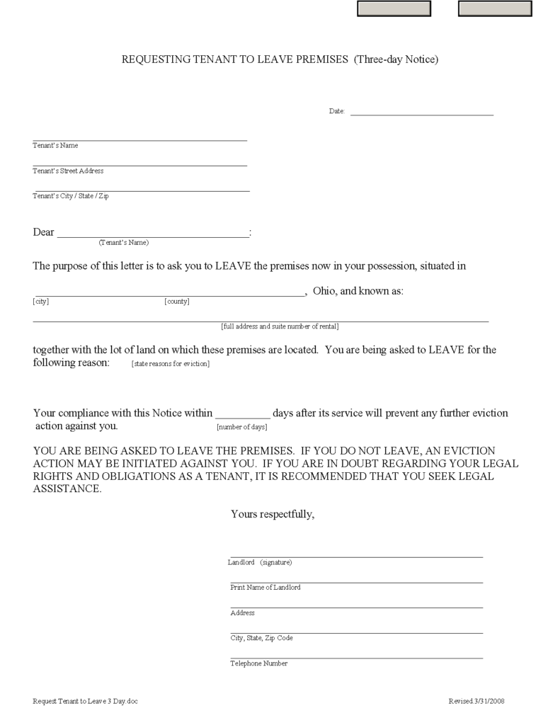Free Ohio Eviction Notice Templates (4) | PDF | Word