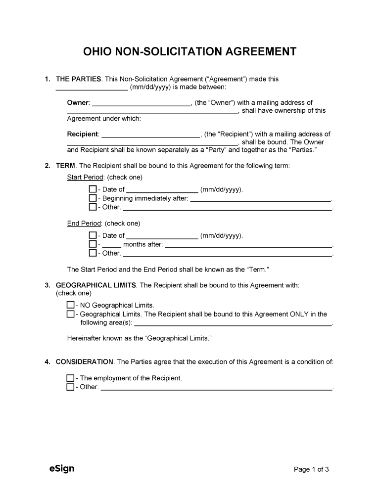 Free Ohio Agreement Template PDF Word