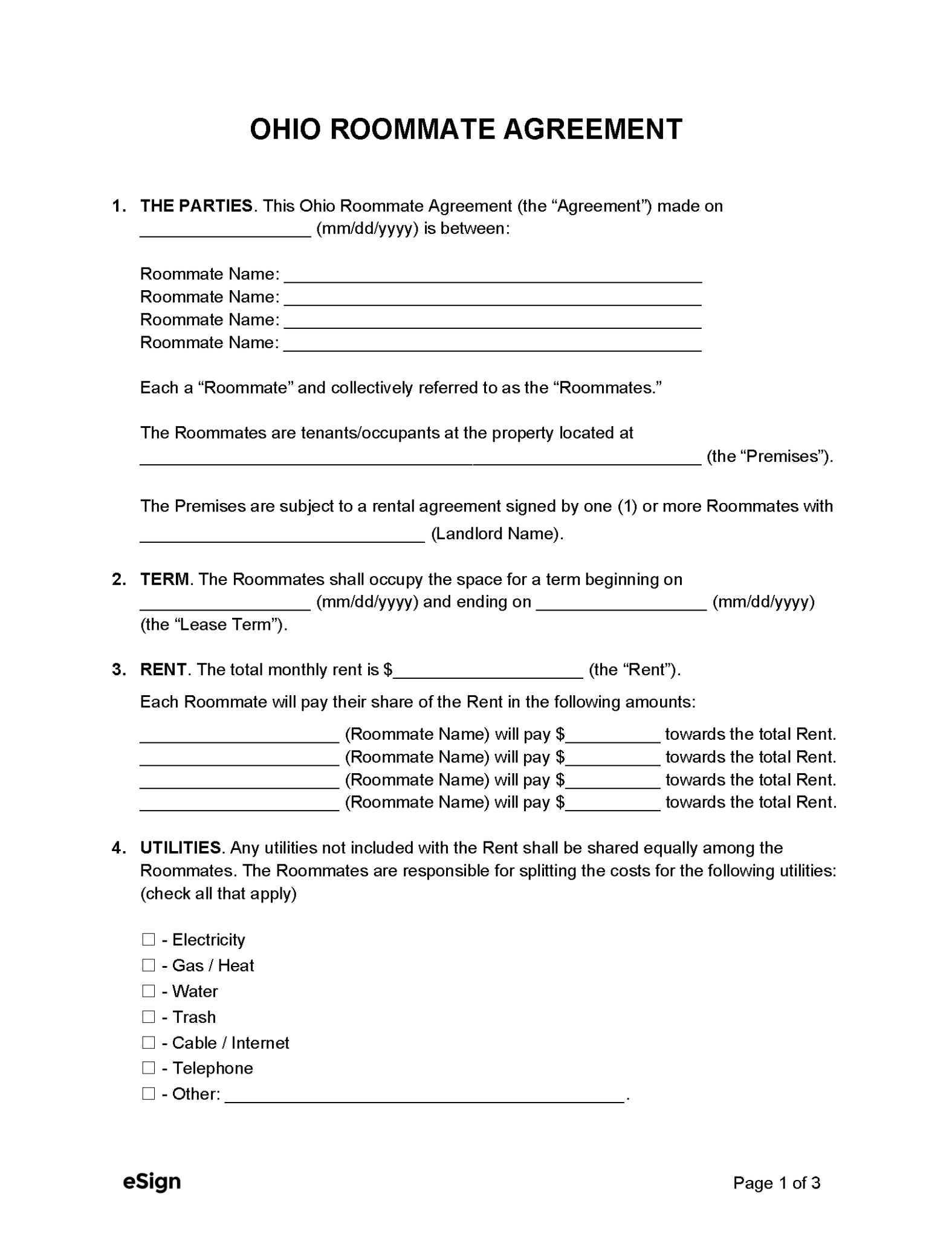 Free Ohio Rental Lease Agreement Templates (6) | PDF | Word