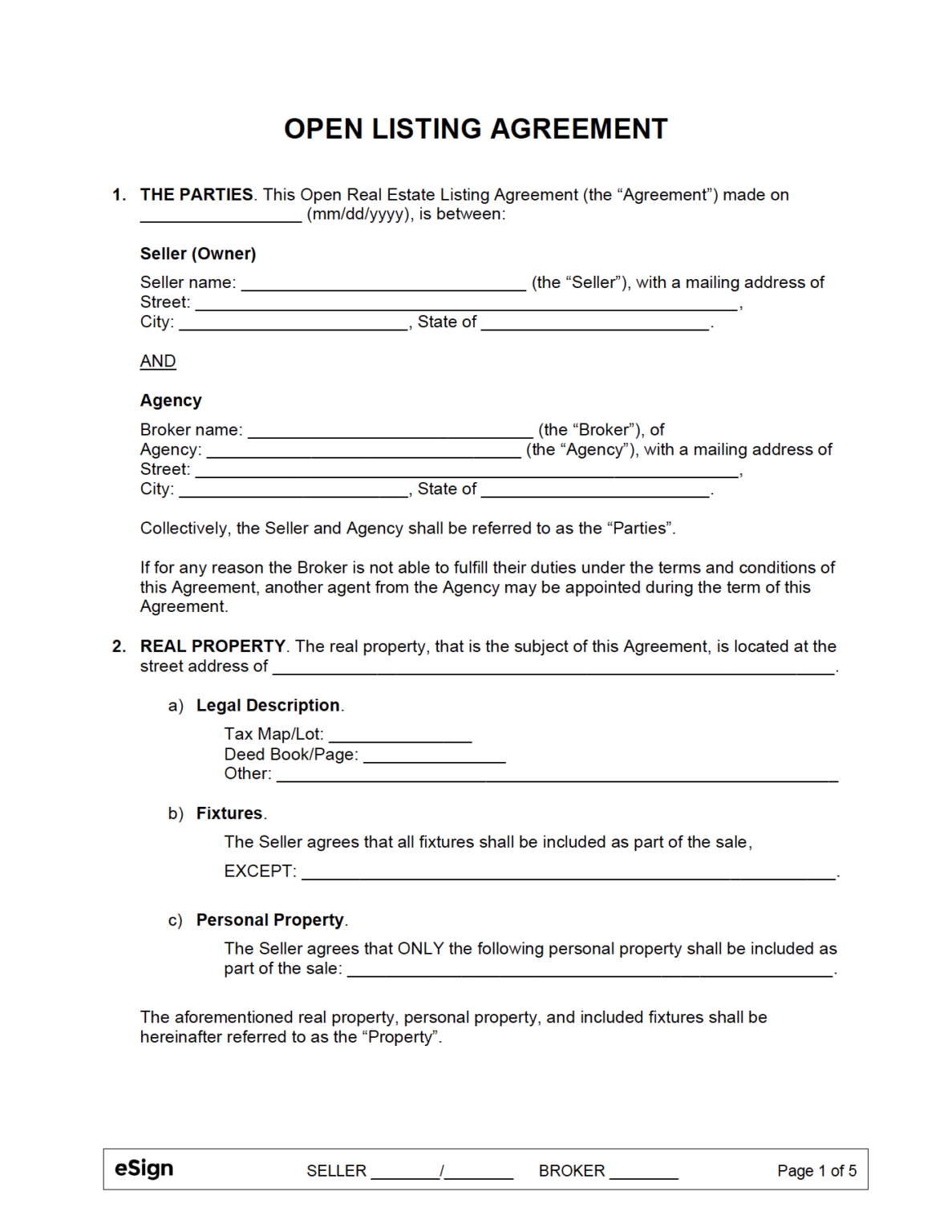 Free Real Estate Listing Agreement Template PDF Word