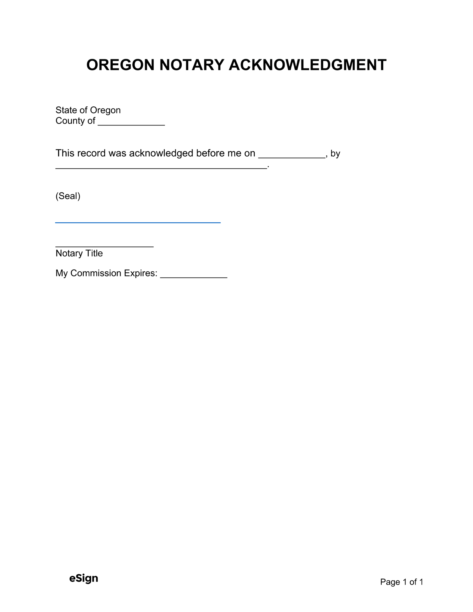 Free Oregon Notary Acknowledgment Form PDF Word   Oregon Notary Acknowledgment Form 1583x2048 