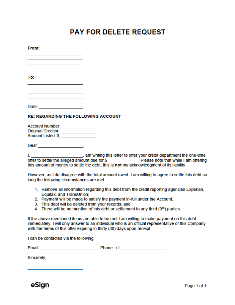 Free Pay for Delete Letter Template | PDF | Word