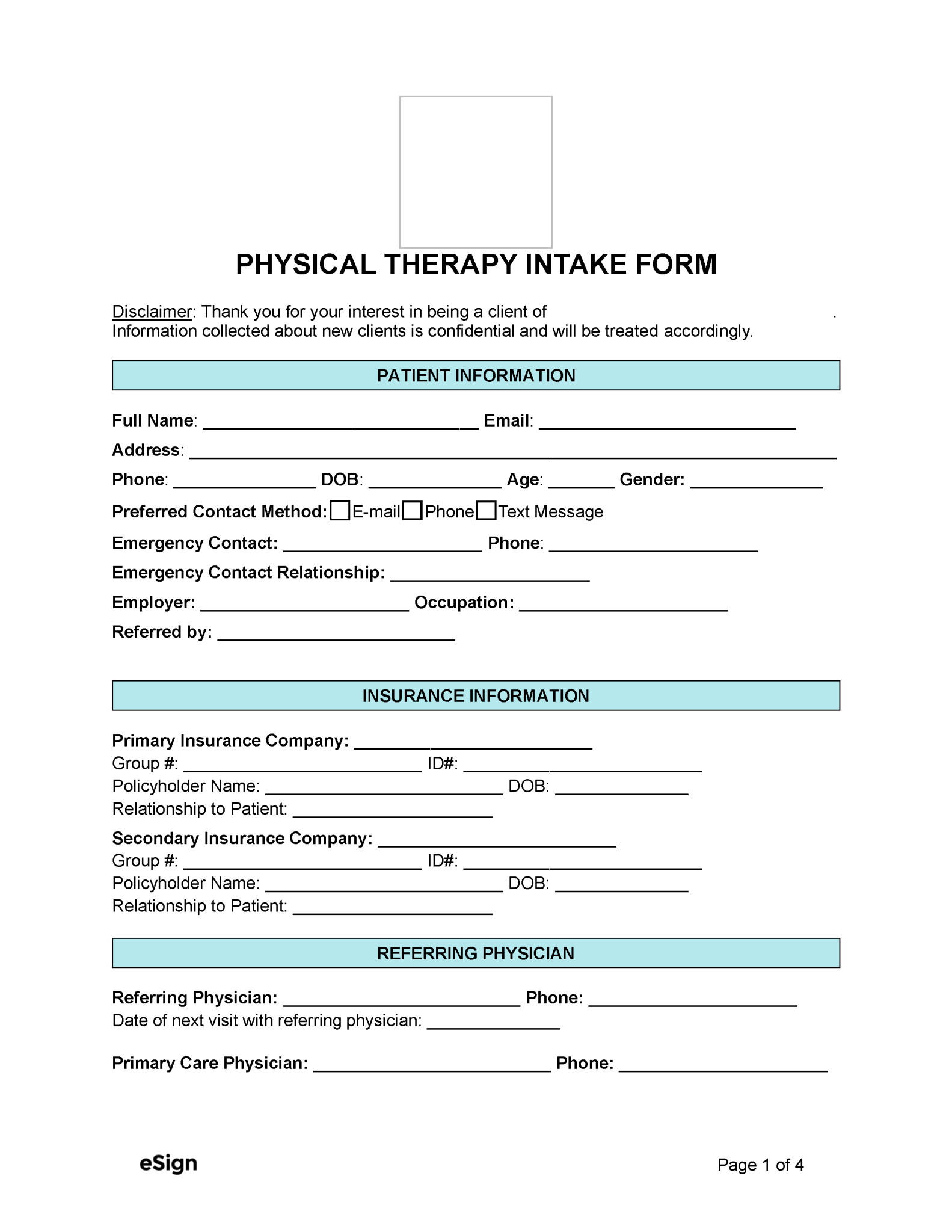 Free Physical Therapy Intake Form | PDF | Word