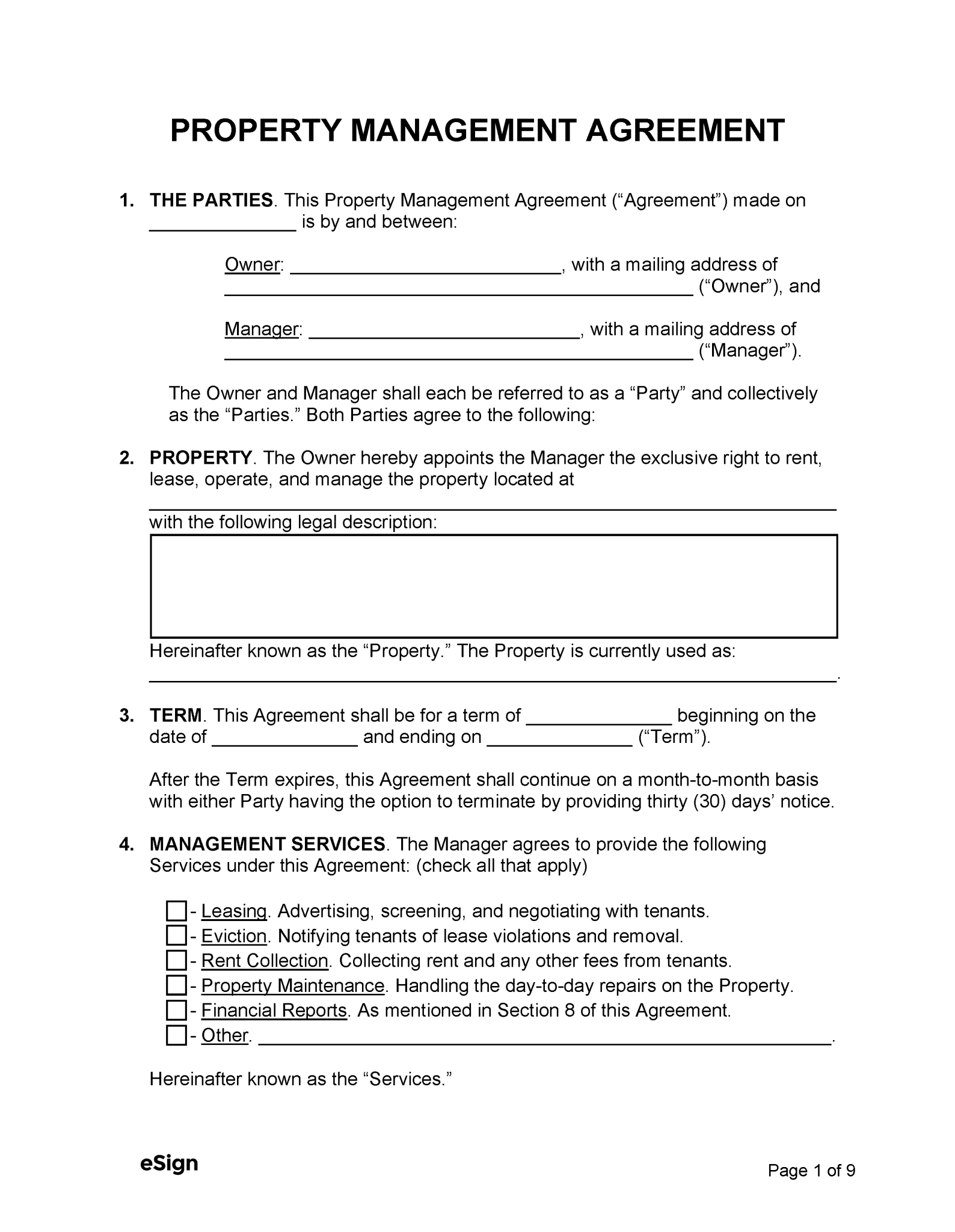 Free Property Management Agreement Template | Commercial & Residential ...