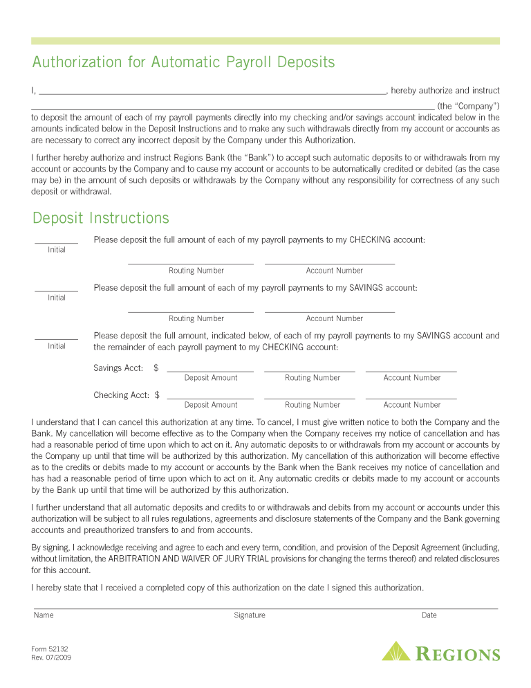 free-regions-bank-direct-deposit-authorization-form-pdf