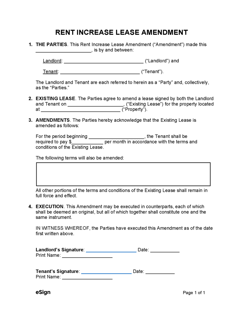 Free Lease Amendment Forms (10) | PDF | Word