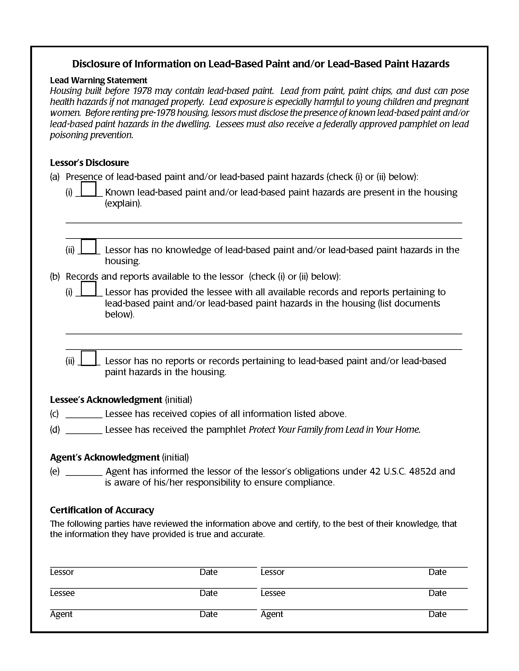 california lead disclosure form