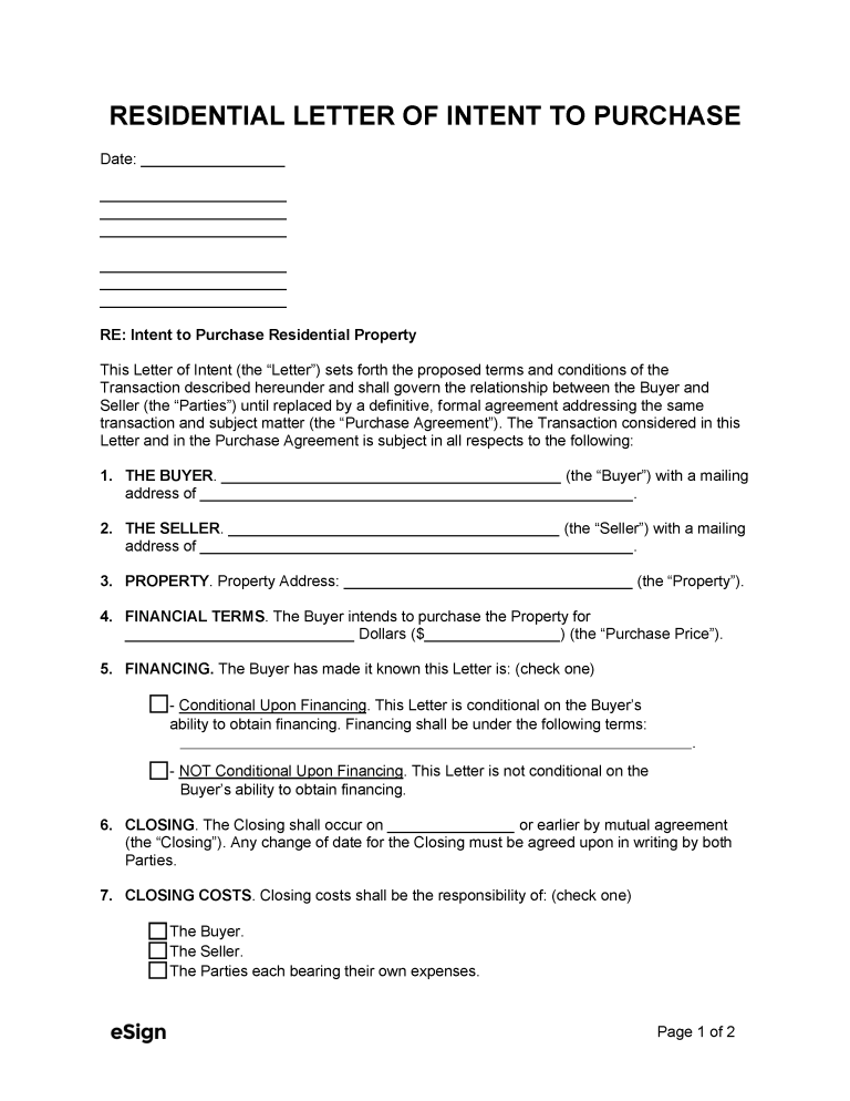 Free Real Estate Letter of Intent (LOI) (4) | PDF | Word