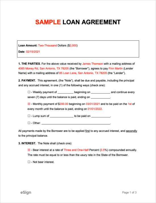 Free Loan Agreement Template - PDF | Word