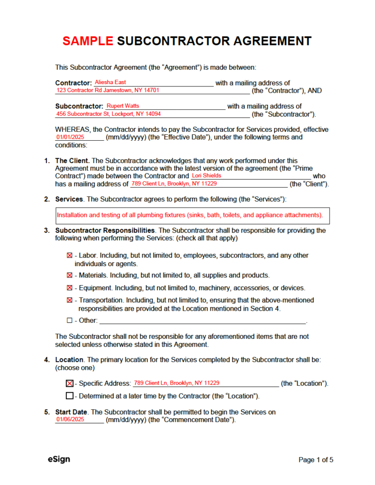 Free Subcontractor Agreement Templates (8) | PDF | Word